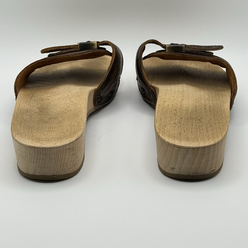 Vintage Dr Scholl's Original Wooden Exercise Sandals Brown  Leather Women's 9 - Picture 4 of 9